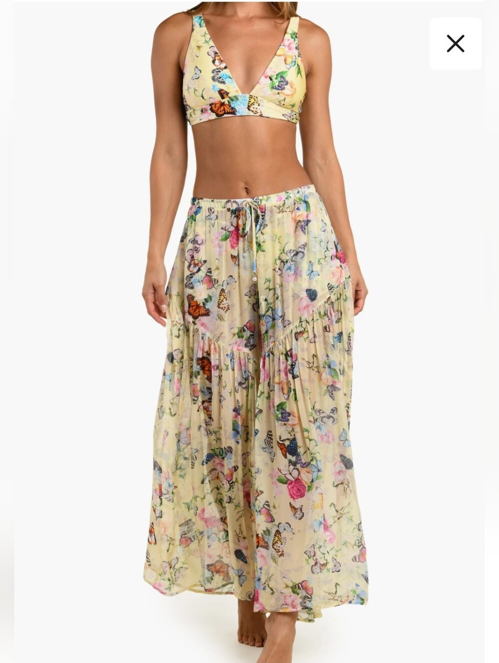 L'AGENCE.. New, Yellow Garden Butterfly Wide Leg Cover Up Pant.